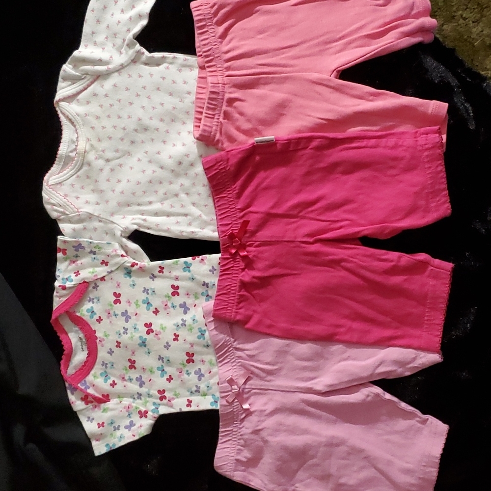BUNDLE Girl's 5 Piece Newborn Onesies & Pants-White/Pink/Purple/Blue/Green
